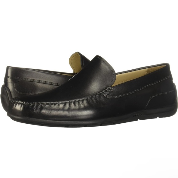ECCO Classic Moccasins Black Leather Slip On Loafers, Men's Size 5-5.5 US/ EU 39 - Picture 3 of 10
